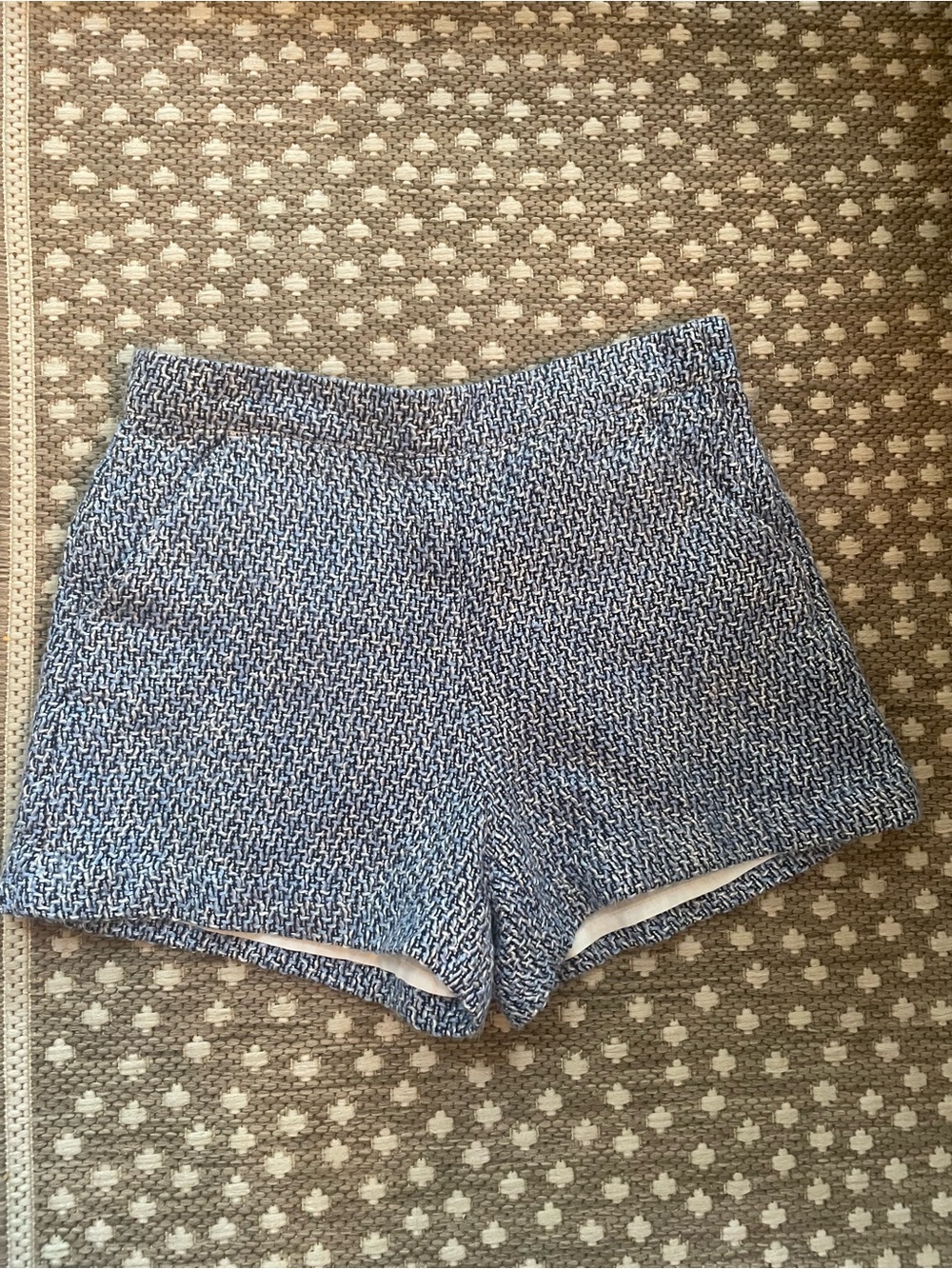 Janie and Jack Tweed Herringbone Lined Shorts Pockets Zip Blue/White 10